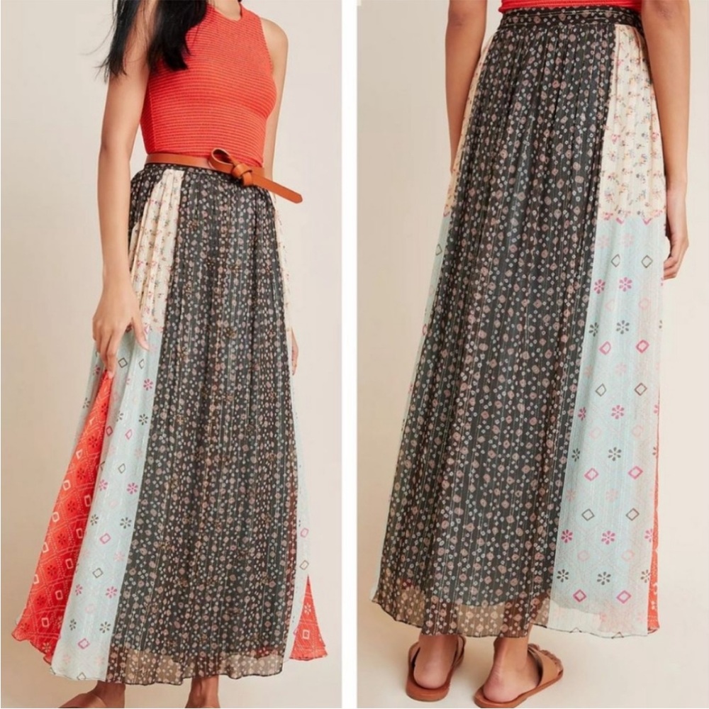 Anthropologie Margot Pleated Maxi Skirt